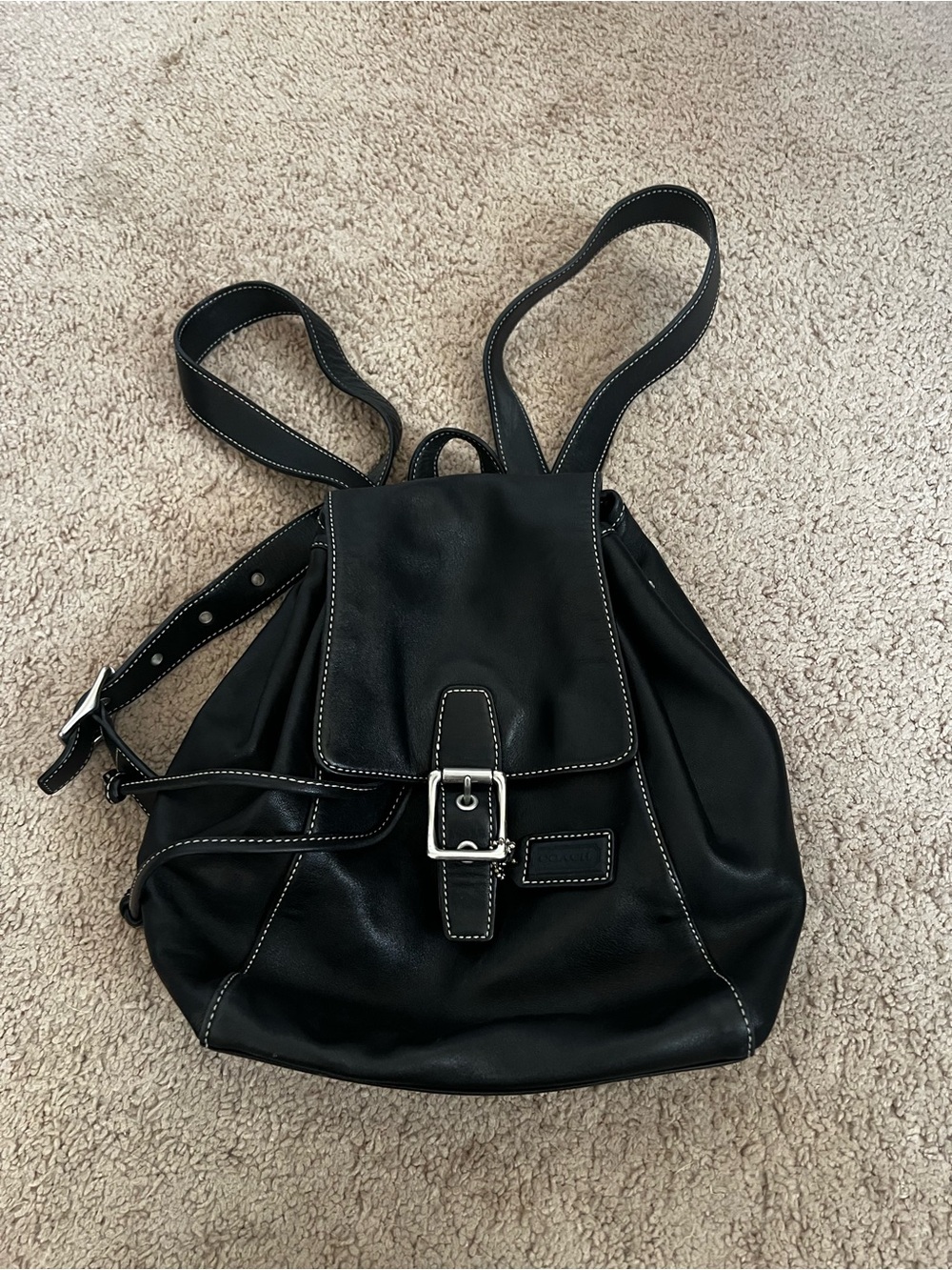 Coach Black Leather Backpack Purse - Picture 1 of 6